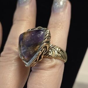 Studio Barse Goldtone Ring with Purple Gemstone